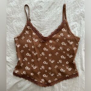 Brown floral tank top